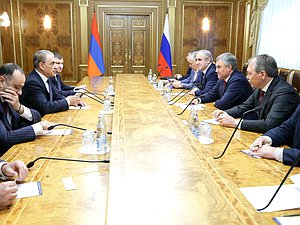 Meeting of Chairman of the State Duma Viacheslav Volodin and President of the National Assembly of the Republic of Armenia Ara Babloyan