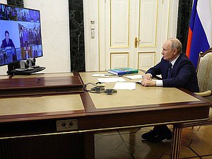Церемония открытия объектов газификации (в режиме видеоконференции). Фото: kremlin.ru