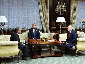 President of the Republic of Belarus Alexander Lukashenko, Chairman of the House of Representatives of the National Assembly of the Republic of Belarus Vladimir Andreichenko and Chairman of the State Duma Vyacheslav Volodin