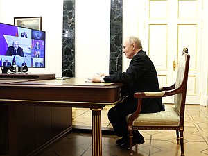 Совещание с постоянными членами Совета Безопасности (в режиме видеоконференции). Фото: kremlin.ru