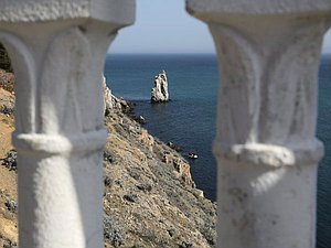 Ялта, парус, море, Крым, скала
