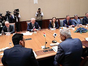 Meeting of Chairman of the State Duma Vyacheslav Volodin and Chairman of the Rajya Sabha of the Parliament, Vice President of the Republic of India Jagdeep Dhankhar