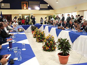 Reunión del Jefe de la Duma Estatal, Vyacheslav Volodin, con el Presidente de la Asamblea Nacional de la República de Nicaragua, Gustavo Porras Cortés