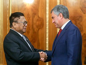 Chairman of the State Duma Viacheslav Volodin and Chairman of the Regional Representative Council of the People's Consultative Assembly of Indonesia Oesman Sapta Odang