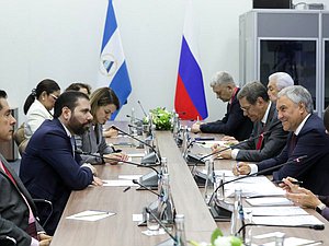 Reunión del Jefe de la Duma Estatal, de Vyacheslav Volodin, con el Representante Especial del Presidente de la República de Nicaragua para el Desarrollo de las Relaciones con Rusia, Laureano Facundo Ortega Murillo