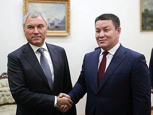 Chairman of the State Duma Viacheslav Volodin and Speaker of the Joǵorku Keńesh of the Kyrgyz Republic Talant Mamytov