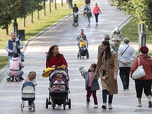 сайт семья дети коляска прогулка парк мама материнство