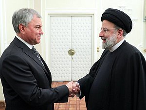 Chairman of the State Duma Vyacheslav Volodin and President of the Islamic Republic of Iran Seyyed Ebrahim Raisi