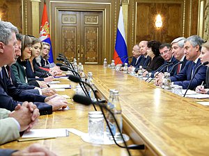 Meeting of Chairman of the State Duma Viacheslav Volodin and Chairwoman of the Narodna skupština of the Republic of Serbia Maja Gojković