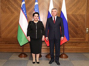 Chairman of the State Duma Viacheslav Volodin and Chairwoman of the Senate of the Oliy Majlis of the Republic of Uzbekistan Tanzila Narbaeva