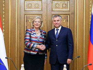 Chairman of the State Duma Viacheslav Volodin and Chairwoman of the First Chamber of the States General of the Netherlands Ankie Broekers-Knol