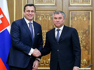 Chairman of the State Duma Viacheslav Volodin and Speaker of the National Council of the Slovak Republic Andrej Danko