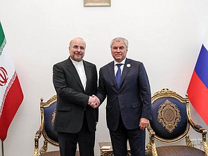 Chairman of the State Duma Vyacheslav Volodin and Speaker of the Islamic Consultative Assembly of the Islamic Republic of Iran Mohammad Bagher Ghalibaf