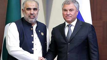 Chairman of the State Duma Viacheslav Volodin and Speaker of the National Assembly of the Islamic Republic of Pakistan Asad Qaiser