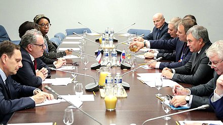 Meeting of Chairman of the State Duma Viacheslav Volodin and President of the French National Assembly Richard Ferrand