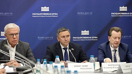 Председатель Комитета по экологии, природным ресурсам и охране окружающей среды Дмитрий Кобылкин и Первые заместители Председателя Комитета Вячеслав Фетисов и Владимир Бурматов