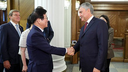 Chairman of the State Duma Viacheslav Volodin and Speaker of the National Assembly of the Republic of Korea Park Byeong-seug