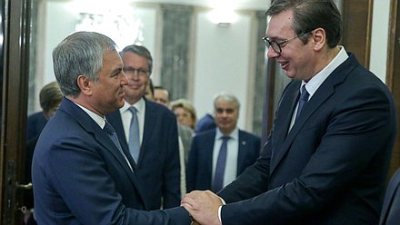 Meeting of Chairman of the State Duma Viacheslav Volodin and President of the Republic of Serbia Aleksandar Vučić