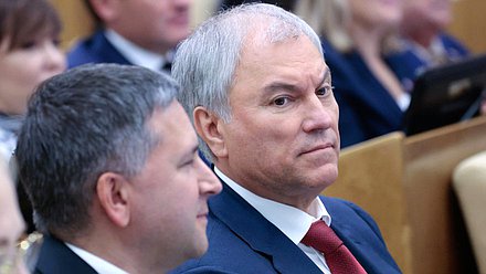 Руководитель фракции "Единая Россия" Дмитрий Кобылкин и член фракции Вячеслав Володин