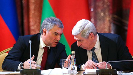 Chairman of the State Duma Viacheslav Volodin and First Deputy Chairman of the State Duma Ivan Melnikov