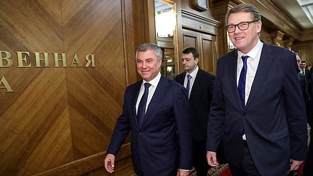 Chairman of the State Duma Viacheslav Volodin and Speaker of the Parliament of the Republic of Finland Matti Vanhanen