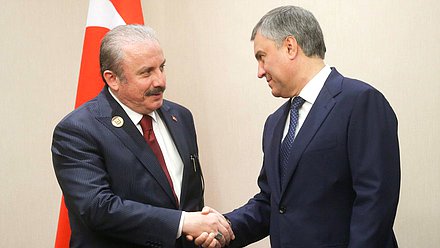 Speaker of the Grand National Assembly Mustafa Şentop and Chairman of the State Duma Viacheslav Volodin