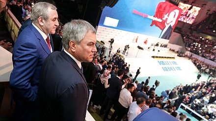 Chairman of the State Duma Viacheslav Volodin and Head of the faction “United Russia” Sergei Neverov