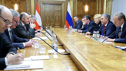 Meeting of Chairman of the State Duma Viacheslav Volodin and President of the National Council of the Austrian Republic Wolfgang Sobotka