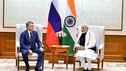 Chairman of the State Duma Viacheslav Volodin and Prime Minister of the Republic of India Narendra Modi