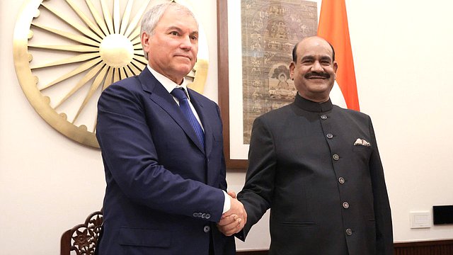 Meeting of Chairman of the State Duma Vyacheslav Volodin and Speaker of the Lok Sabha of the Parliament of the Republic of India Om Birla