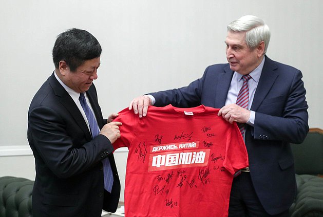 First Deputy Chairman of the State Duma Ivan Melnikov and Ambassador Extraordinary and Plenipotentiary of the People's Republic of China to the Russian Federation Zhang Hanhui