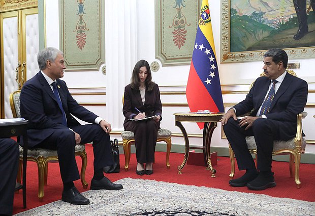 Chairman of the State Duma Vyacheslav Volodin and President-elect of the Bolivarian Republic of Venezuela Nicolás Maduro