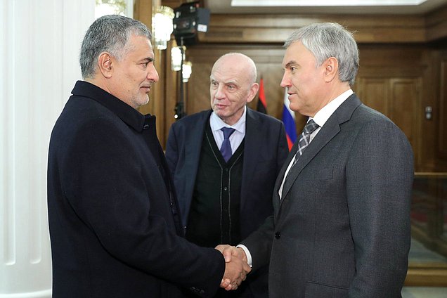 Chairman of the State Duma Vyacheslav Volodin and Chairman of the High Council of State of Libya Mohammed Takala