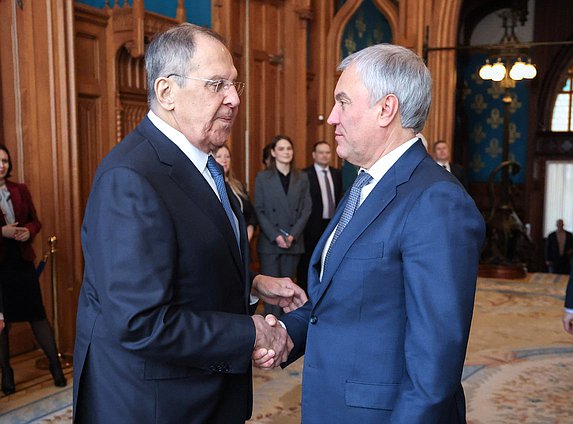 Министр иностранных дел РФ Сергей Лавров и Председатель Государственной Думы Вячеслав Володин