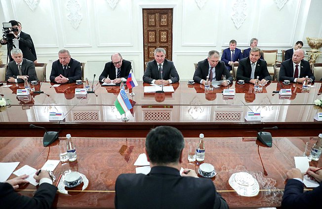 Meeting of Chairman of the State Duma Viacheslav Volodin with Speaker of the Legislative Chamber of the Oliy Majlis Nuriddinjon Ismailov