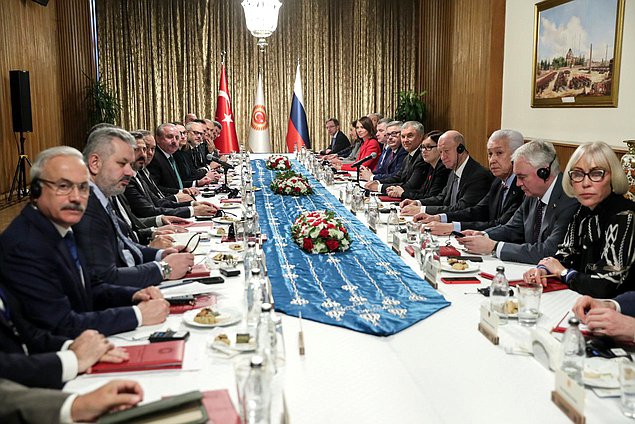 Meeting of Chairman of the State Duma Vyacheslav Volodin and Speaker of the Grand National Assembly of Türkiye Mustafa Şentop