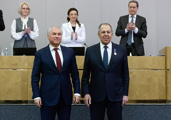 Председатель Государственной Думы Вячеслав Володин и Министр иностранных дел РФ Сергей Лавров