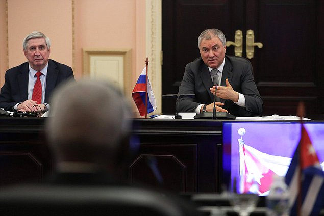 Chairman of the State Duma Vyacheslav Volodin and First Deputy Chairman of the State Duma Ivan Melnikov