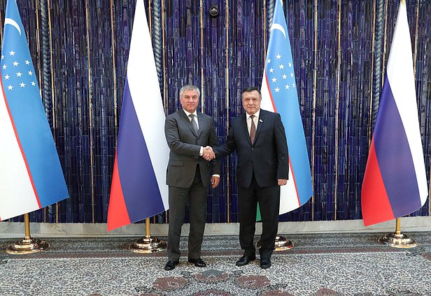 Chairman of the State Duma Viacheslav Volodin and Speaker of the Legislative Chamber of the Oliy Majlis Nuriddinjon Ismailov