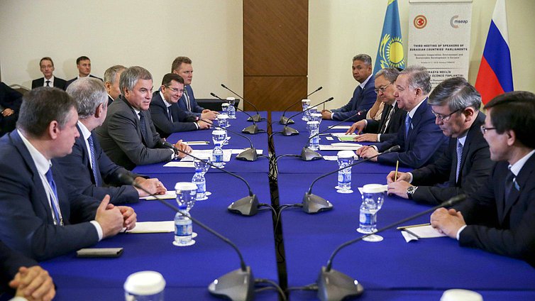 Meeting of Chairman of the State Duma Viacheslav Volodin and Chairman of the Mazhilis of the Parliament of the Republic of Kazakhstan Nurlan Nigmatulin