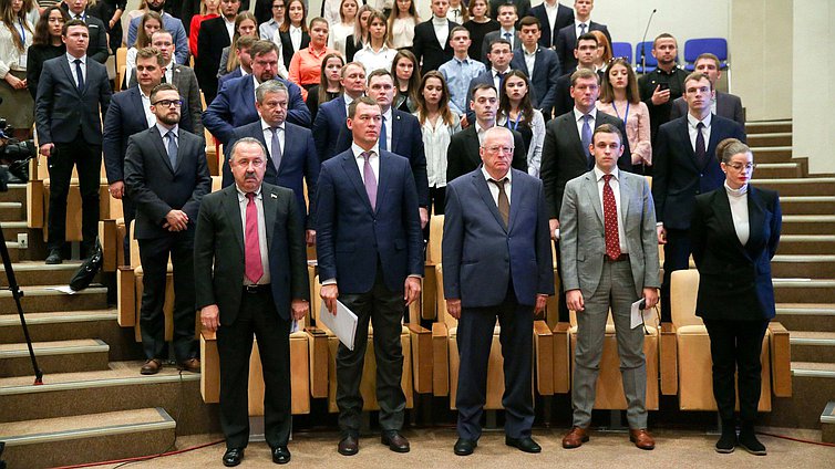 Deputy Chairman of the Committee on Physical Culture, Sport and Youth Affairs Valerii Gazzaev, Chairman of the Committee on Physical Culture, Sport and Youth Affairs Mikhail Degtiarev, Leader of LDPR faction Vladimir Zhirinovskii and Member of the Committee on Physical Culture, Sport and Youth Affairs Vasilii Vlasov