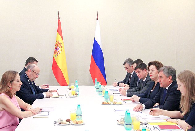 Meeting of Chairman of the State Duma Viacheslav Volodin and President of the Congress of Deputies of the Cortes Generales of the Kingdom of Spain Ana Pastor Julián