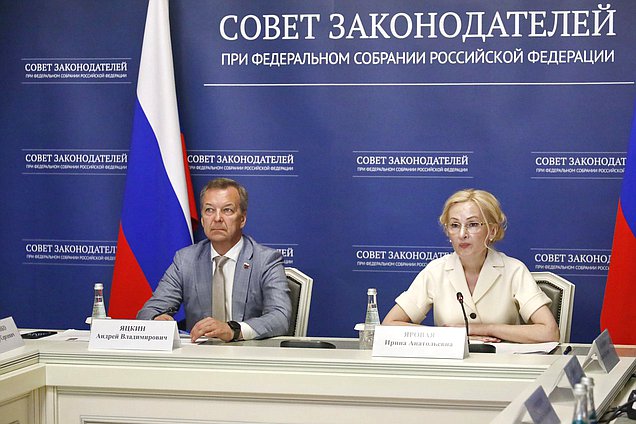 Первый заместитель Председателя Совета Федерации Андрей Яцкин и заместитель Председателя Государственной Думы Ирина Яровая