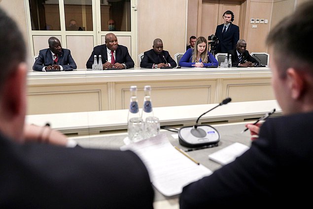 Meeting of Chairman of the State Duma Vyacheslav Volodin and President of the Senate of the Parliament of the Republic of Congo Pierre Ngolo