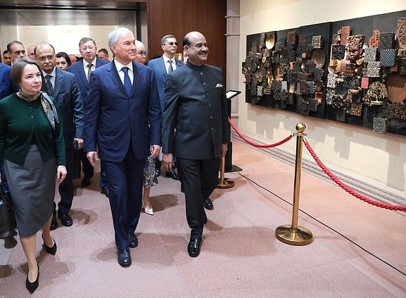 Chairman of the State Duma Vyacheslav Volodin and Speaker of the Lok Sabha of the Parliament of the Republic of India Om Birla