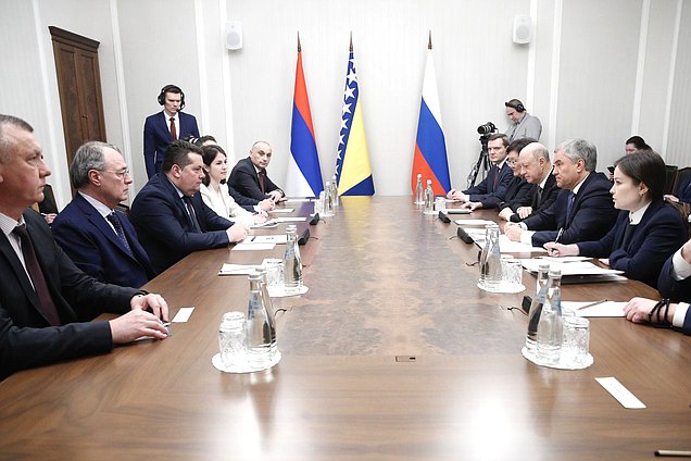 Meeting of Chairman of the State Duma Vyacheslav Volodin and Speaker of the National Assembly of Republika Srpska(Bosnia and Herzegovina)Nenad Stevandić