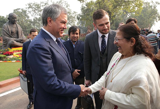 Chairman of the State Duma Viacheslav Volodin and Speaker of the House of the People of the Parliament of the Republic of India Sumitra Mahajan