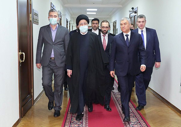 Chairman of the State Duma Vyacheslav Volodin and President of the Islamic Republic of Iran Seyyed Ebrahim Raisi