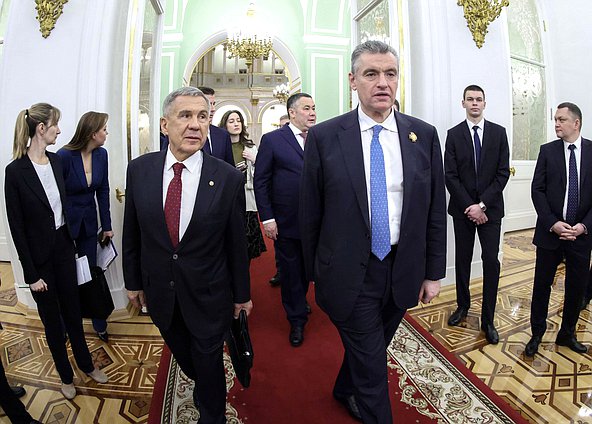 Председатель Государственного Совета Республики Татарстан Фарид Мухаметшин и руководитель фракции ЛДПР Леонид Слуцкий