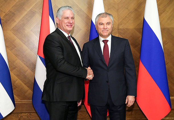 El Jefe de la Duma Estatal Vyacheslav Volodin y el Presidente de la República de Cuba, Miguel Díaz-Canel Bermúdez